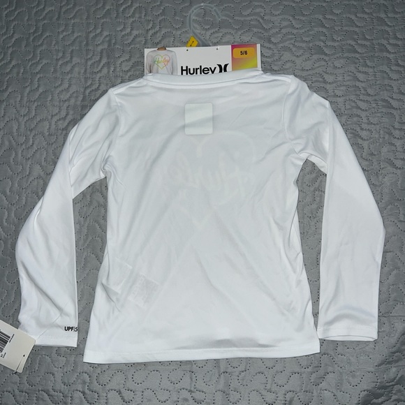 Hurley youth girls 5/6 UPF 50 swim top swimwear long sleeve white beach summer - Picture 4 of 6